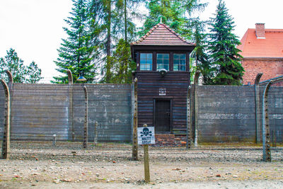 Exterior of house against building