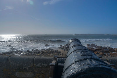 Scenic view of sea against clear sky