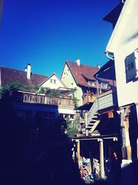 Low angle view of building against blue sky