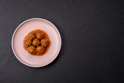 High angle view of food in bowl on table