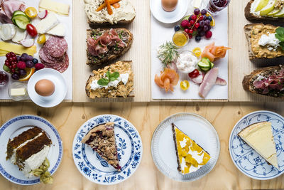 High angle view of food on table