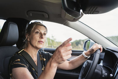 Woman driving car