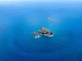 High angle view of abandoned boat in sea