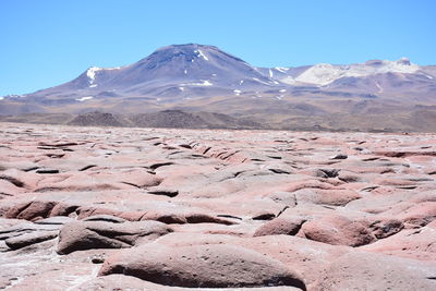 Scenic view of mountains against clear sky