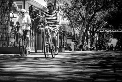 Bicycles on street in city