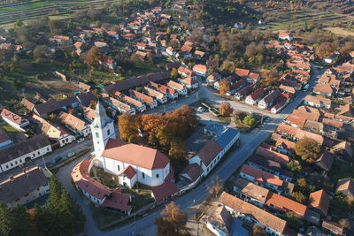 High angle view of townscape and buildings in town