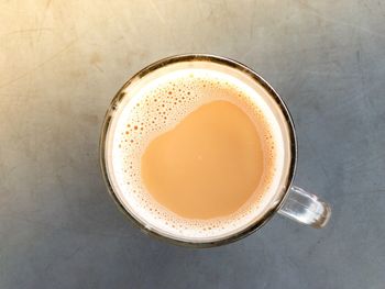 High angle view of coffee on table