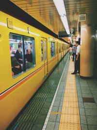 Train at railroad station platform