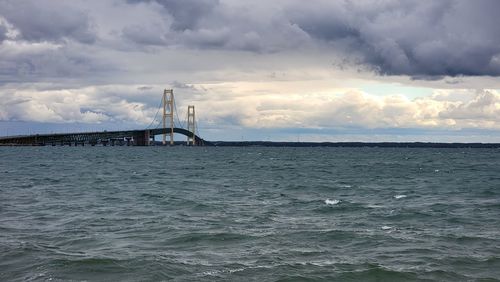 Bridge over sea against sky
