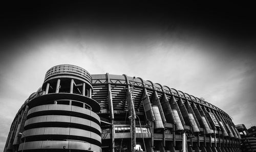 Low angle view of modern building against sky