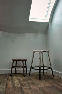 Empty chair on table at home