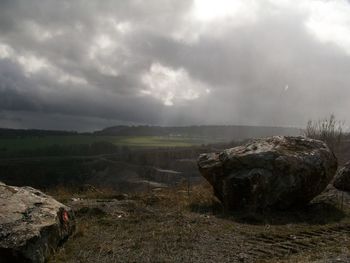 Scenic view of land against sky