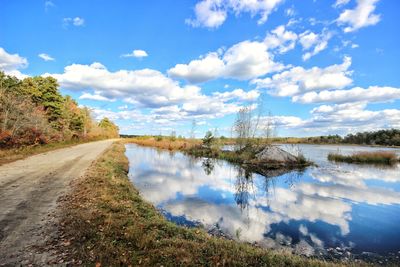 Scenic view of lake against sky