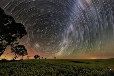 Scenic view of star field against sky at night