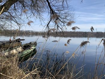 Scenic view of lake against sky