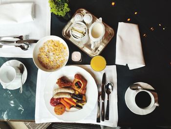 High angle view of food on table