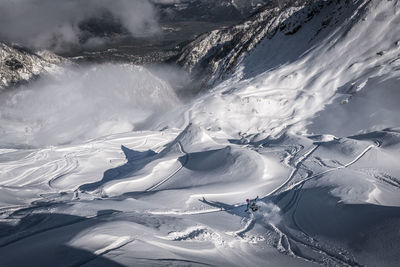 High angle view of snowcapped mountain