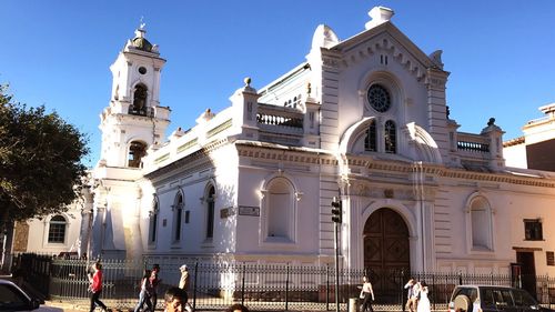 Facade of church against clear sky