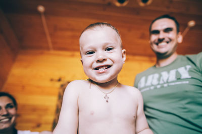 Portrait of happy friends smiling