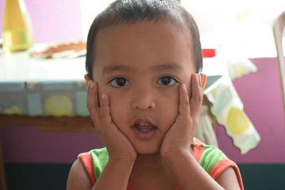 Close-up portrait of cute boy