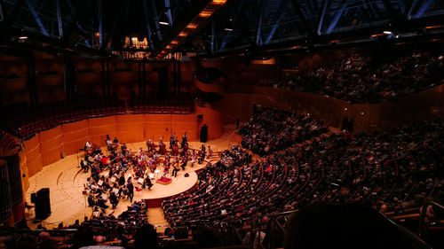 High angle view of people at music concert