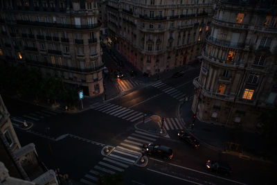 High angle view of traffic on city street