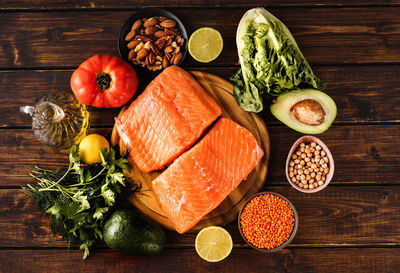 Fruits and vegetables on table