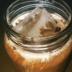 Close-up of drink in jar