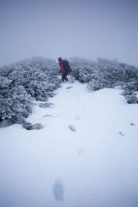 Scenic view of snow covered landscape against sky