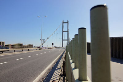 View of factory against clear blue sky
