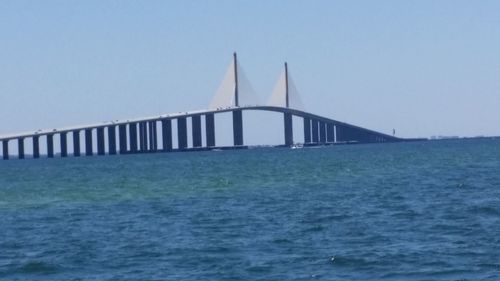 Suspension bridge over river