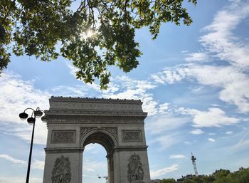 Low angle view of triumphal arch in paris 