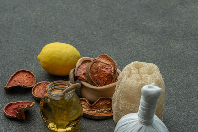 Close-up of fruits on table