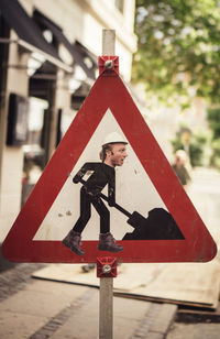 Close-up portrait of road sign