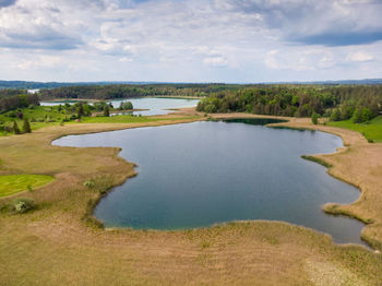 Scenic view of lake against sky