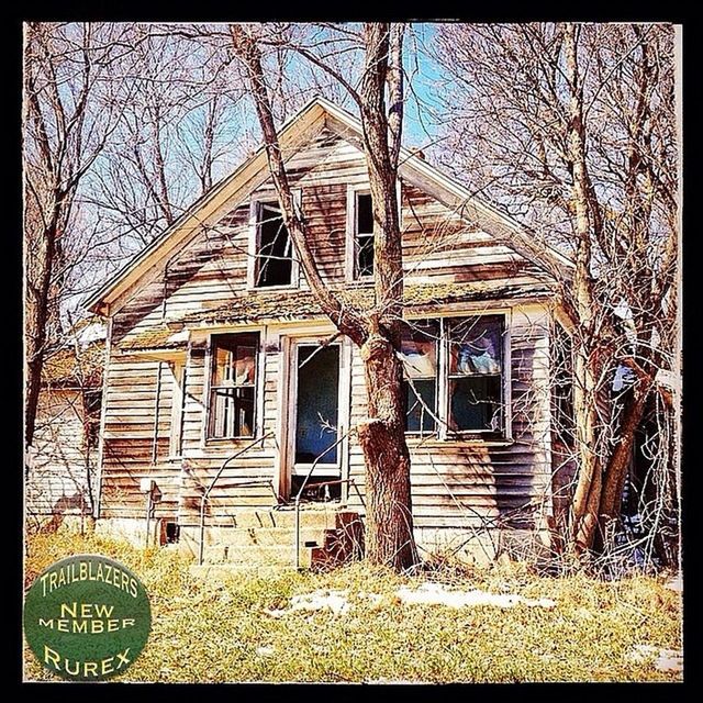 building exterior, architecture, built structure, transfer print, house, window, tree, auto post production filter, abandoned, old, bare tree, wood - material, residential structure, day, damaged, low angle view, outdoors, residential building, obsolete, no people