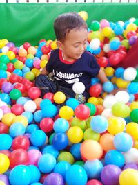 Boy playing with ball