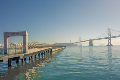 View of suspension bridge against sky