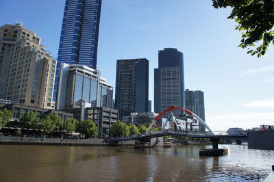 Low angle view of skyscrapers in city