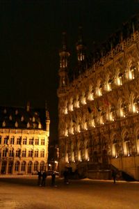 Illuminated buildings at night