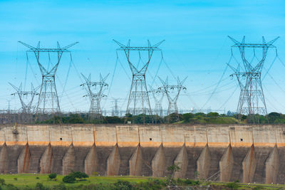 Electric power lines coming out from a itaipu dam, parana state, brazil