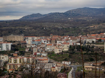 High angle view of townscape against sky