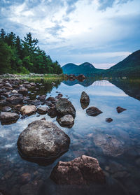 Scenic view of lake against sky