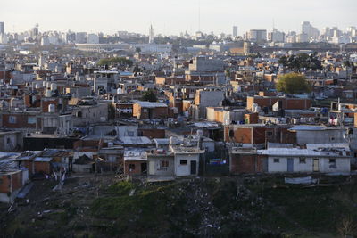 High angle view of townscape against sky