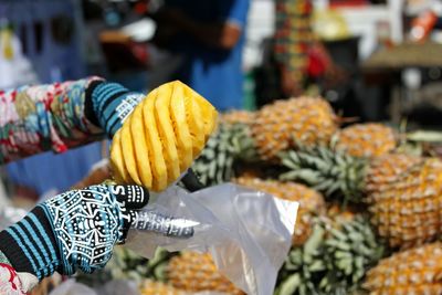 Close-up of man preparing food