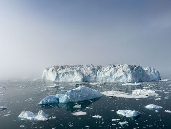 Scenic view of sea against sky during winter