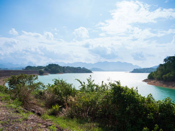 Scenic view of lake against sky