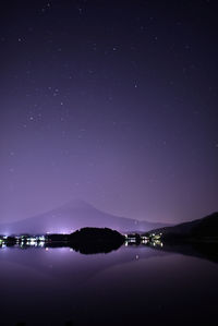 Scenic view of sea against sky at night