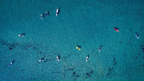 Aerial view of boats on sea
