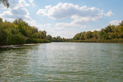 Scenic view of lake against sky